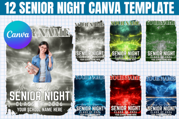 12 Senior Night Canva Editable Template: Bold Sports Designs