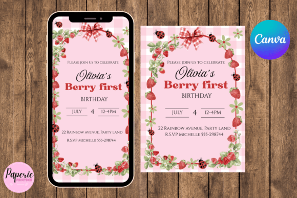 Berry First Birthday Invitation Editable: Design Guide
