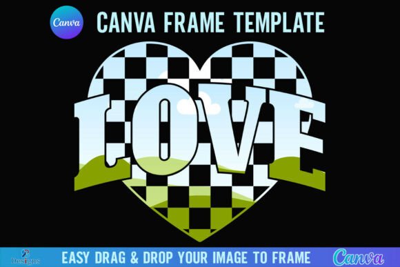 Checkered Heart Valentine Love Canva: Your Go-To Frame for Romantic Designs