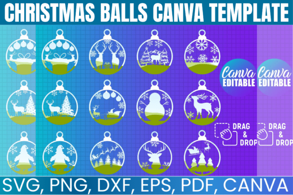 Christmas Balls Canva Frame Bundle for Festive Creations