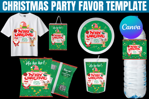 Christmas Party Favor Canva Template: Festive, Coordinated Designs