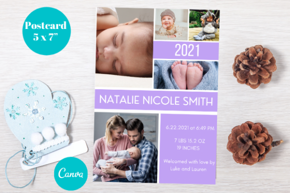 Crafting Timeless Memories with Editable Birth Announcement, Canva, Fam7