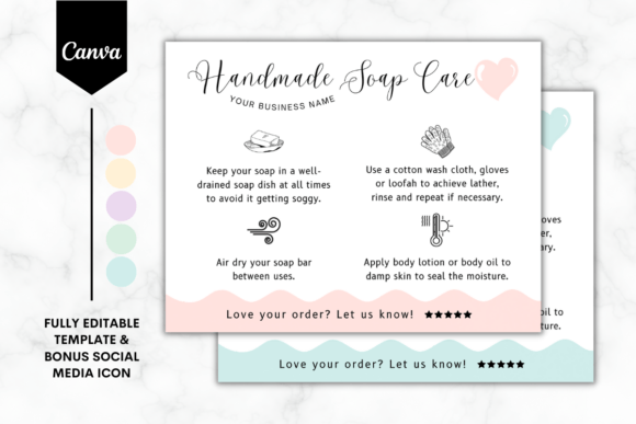Custom Soap Care Card Canva Template: Artisan Branding