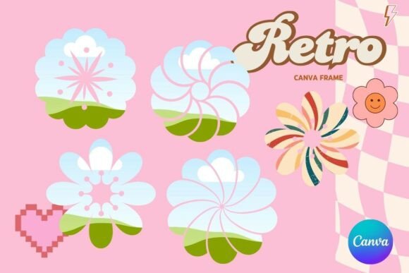 Retro Flower Canva Frame Add Photo_23: Vintage Charm for Modern Projects