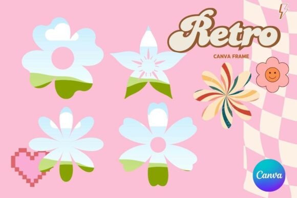 Retro Flower Canva Frame Add Photo_25: Your Digital Design Toolkit