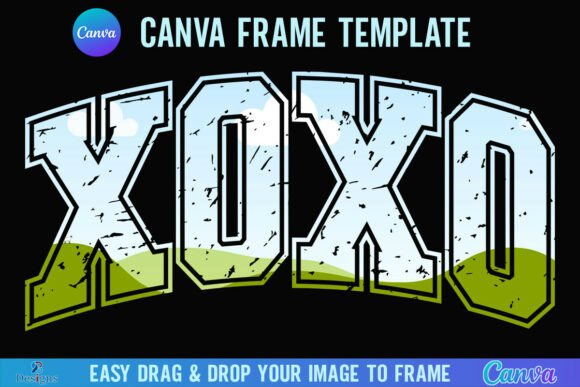 Retro Valentine XOXO Canva Frame: A Varsity Design Asset