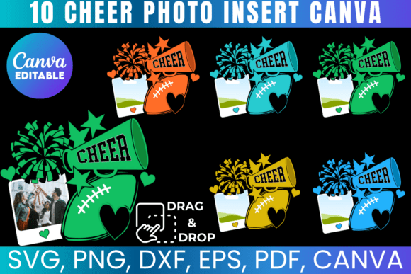 Stylish Preppy Cheer Photo Insert Template for Canva