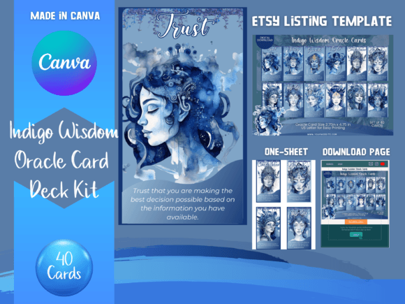 Unlock Your Inner Voice with the Indigo Wisdom Oracle Card Canva Template