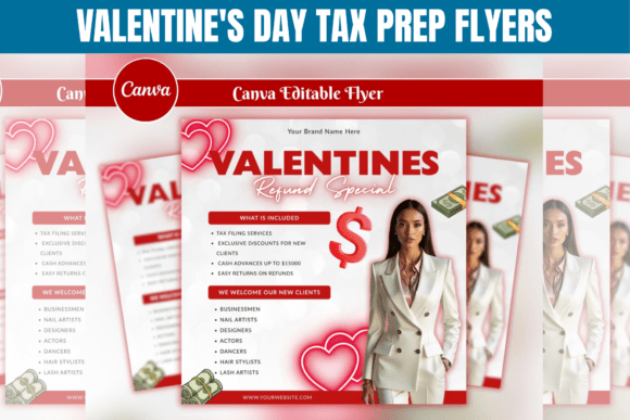 Valentine’s Day Tax Prep Flyers: A Seasonal Design Asset